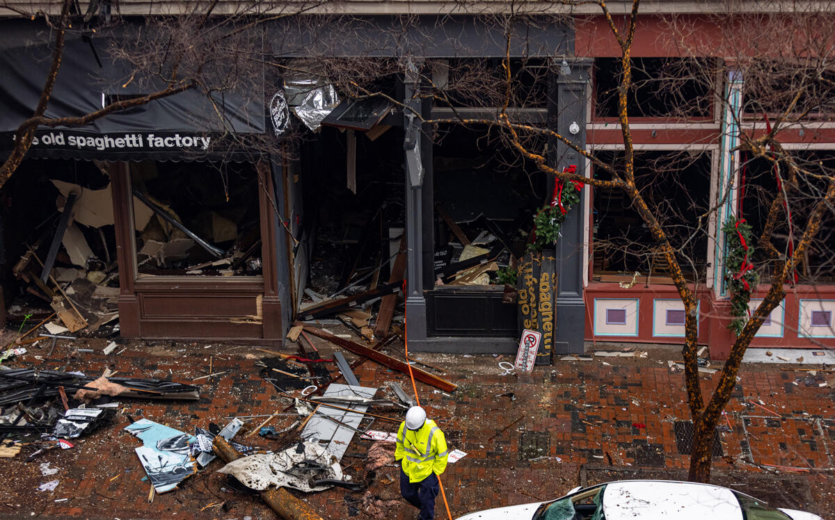 Second Avenue in Downtown Nashville after the bombing on Christmas Day, 2020. (Getty)