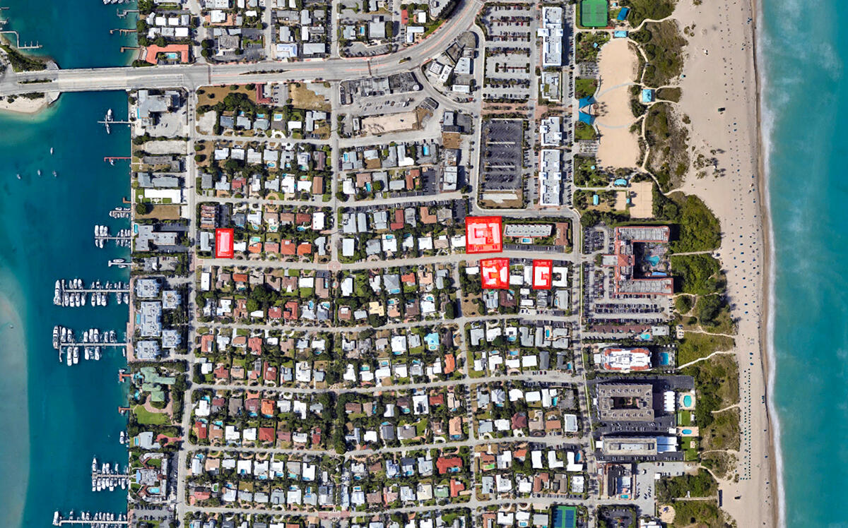 Aerial view of some of the properties: 124 Bamboo Road, 112 Bamboo Road, 106 Bamboo Road, 135 Bamboo Road, 337 Bamboo Road (Google Maps)
