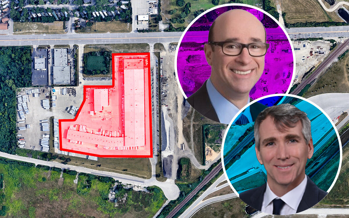 401 West Touhy Avenue, Des Plaines and Brad Jacobs, CEO of XPO Logistics with Realterm Logistics CEO Robert Fordi (Google Maps, LinkedIn, Realterm)