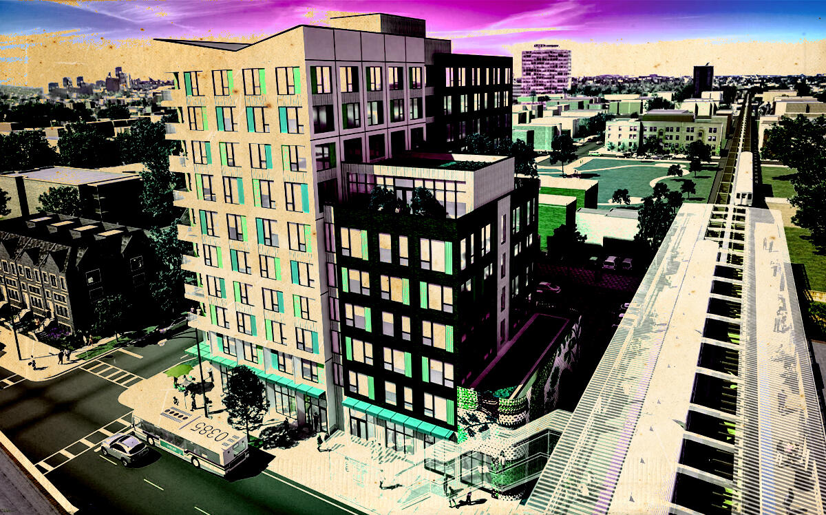 A rendering of "43 Green," the planned development on the corner of Calumet Avenue and 43rd Street (Chicago Department of Planning &amp; Development)