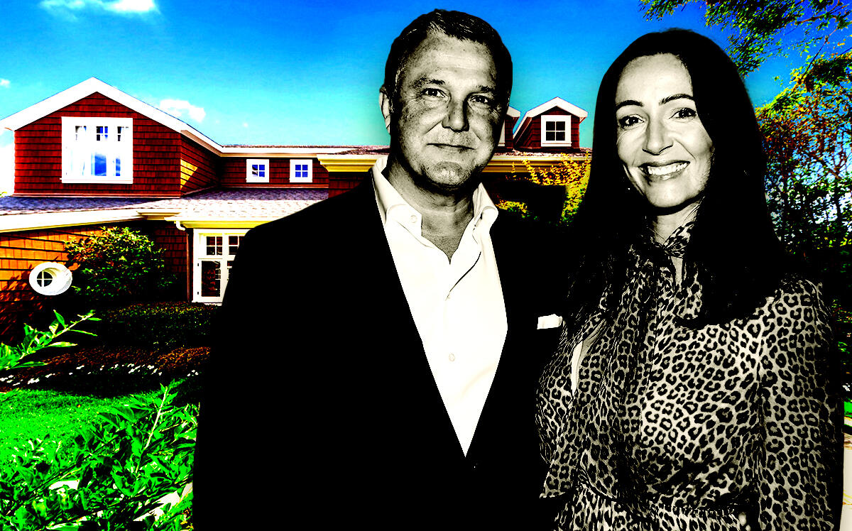 Olivier de Givenchy and Zoë de Givenchy in front of 6763 Zumirez Drive in Malibu (Getty Images, Redfin)