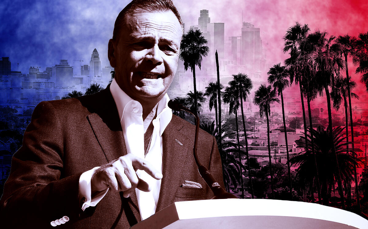 Billionaire businessman Rick Caruso (Getty Images, iStock/Photo Illustration by Steven Dilakian for The Real Deal)