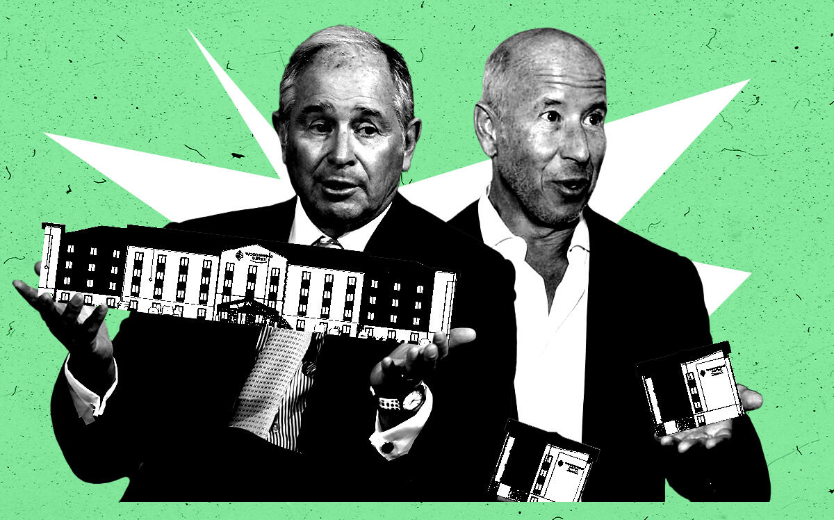 From left: Stephen Schwarzman, chairman, Blackstone; Barry Sternlicht, chief executive officer, Starwood Capital Group (Getty Images, Brookfield Asset Management/Illustration by Steven Dilakian for The Real Deal)
