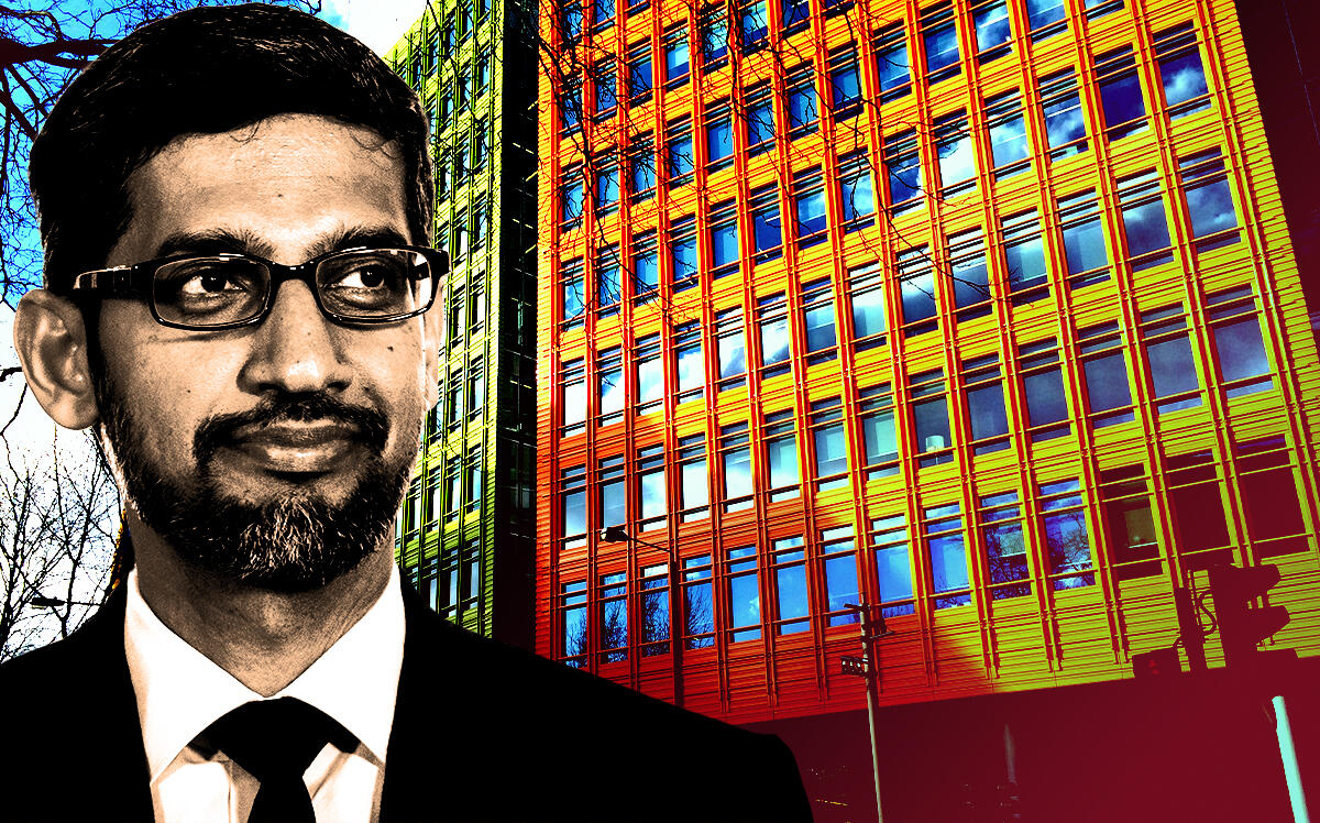 Sundar Pichai, chief executive officer, Alphabet in front of 1 St Giles High St, London WC2H 8AG, United Kingdom (Getty Images, Wikimedia Commons/Prioryman)