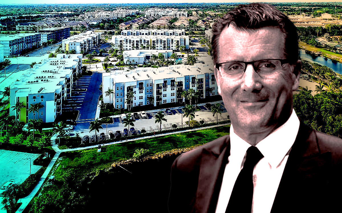 Mike Sales, chief executive officer, Nuveen Real Estate, in front of The District Boynton at 1000 Audace Avenue in Boynton Beach (Nuveen Real Estate, Apartments.com)