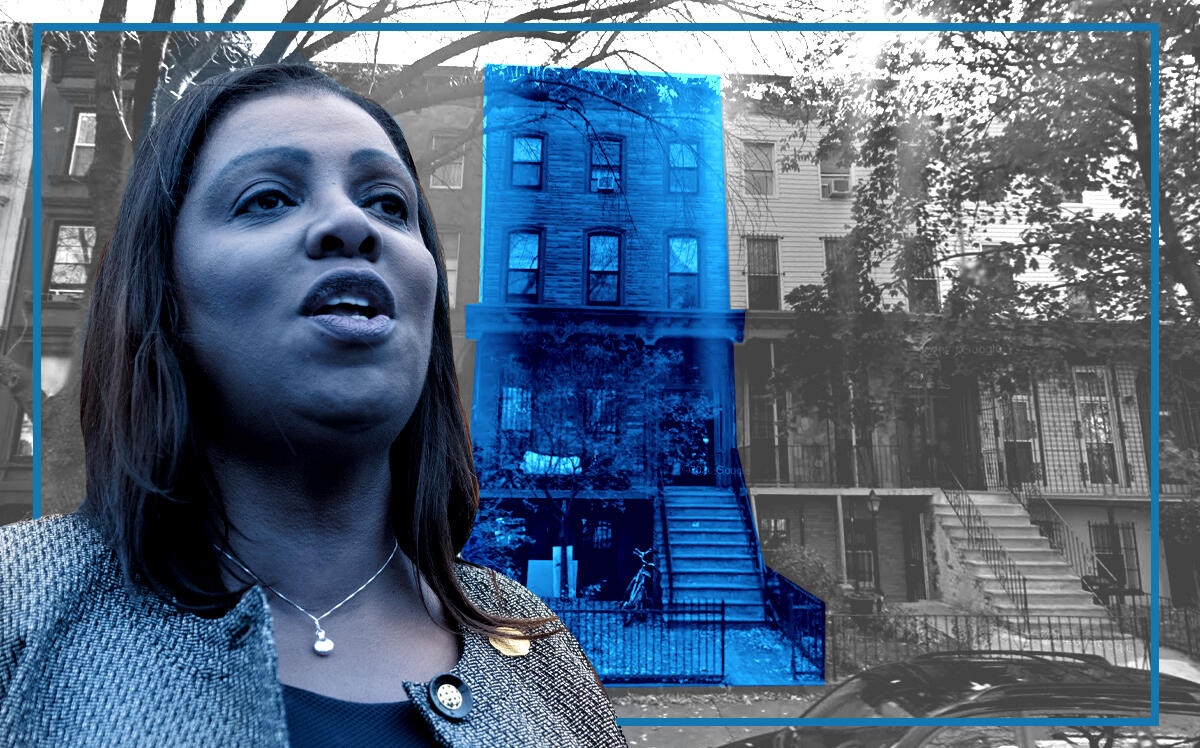 Attorney General Letitia James and 1214 Dean Street (Getty Images, Google Maps)