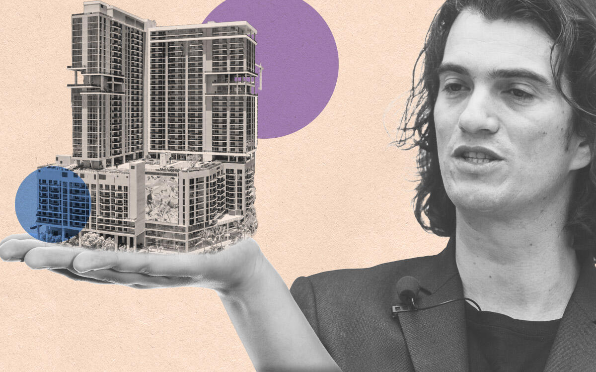 Billionaire &amp; former WeWork CEO Adam Neumann (Getty Images, Tricera Capital/Merrimac Ventures, Illustration by Kevin Cifuentes for The Real Deal)