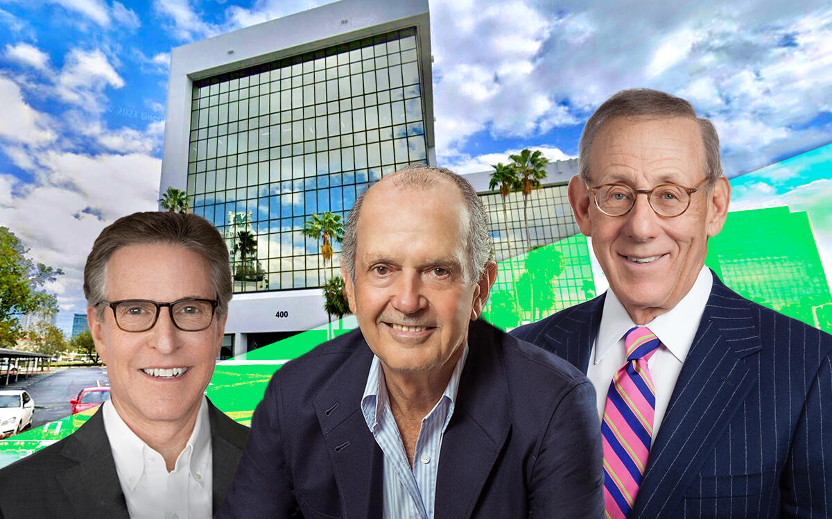 The two-building office complex at 400 and 450 South Australian Avenue in West Palm Beach with Wexford Real Estate Investors’ co-founder and President Joseph Jacobs, Key International’s founder Jose Ardid and Related Companies’ Stephen Ross (Wexford Real Estate Investors, Related, Key International)