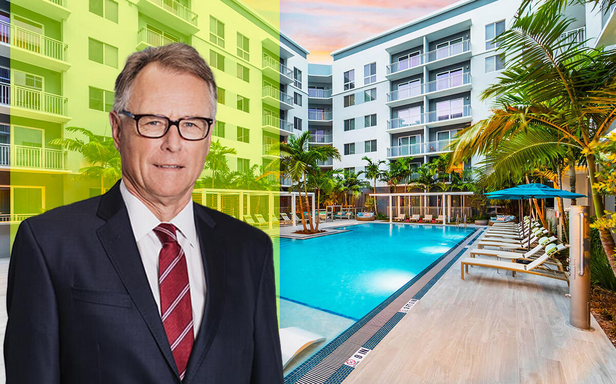Fairfield Residential’s Chairman and CEO Greg Pinkalla with Morea Apartments at 602 North Federal Highway in Pompano Beach (Morea Apartments, Fairfield Residential)