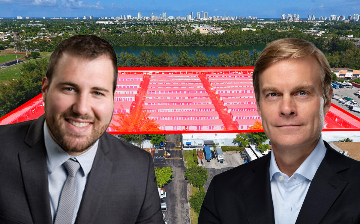 The self-storage facility at 450 Ansin Boulevard in Hallandale Beach with City Line Capital’s President and CEO Rick Schontz and Boundary Companies’ Managing Partner John Wilkinson (Loopnet, City Line Capital, LinkedIn)