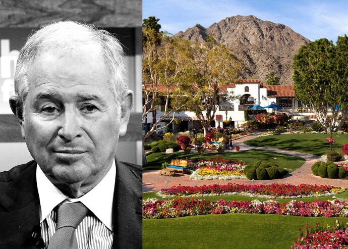 Blackstone Group's Stephen Schwarzman and the La Quinta Resort & Club at 49-499 Eisenhower Drive in La Quinta (Getty, Mapquest)