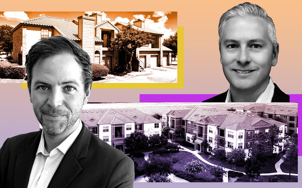 Leste Group's Josh Patinkin and GVA's Alan Stalcup with the apartments (Leste Group, GVA)