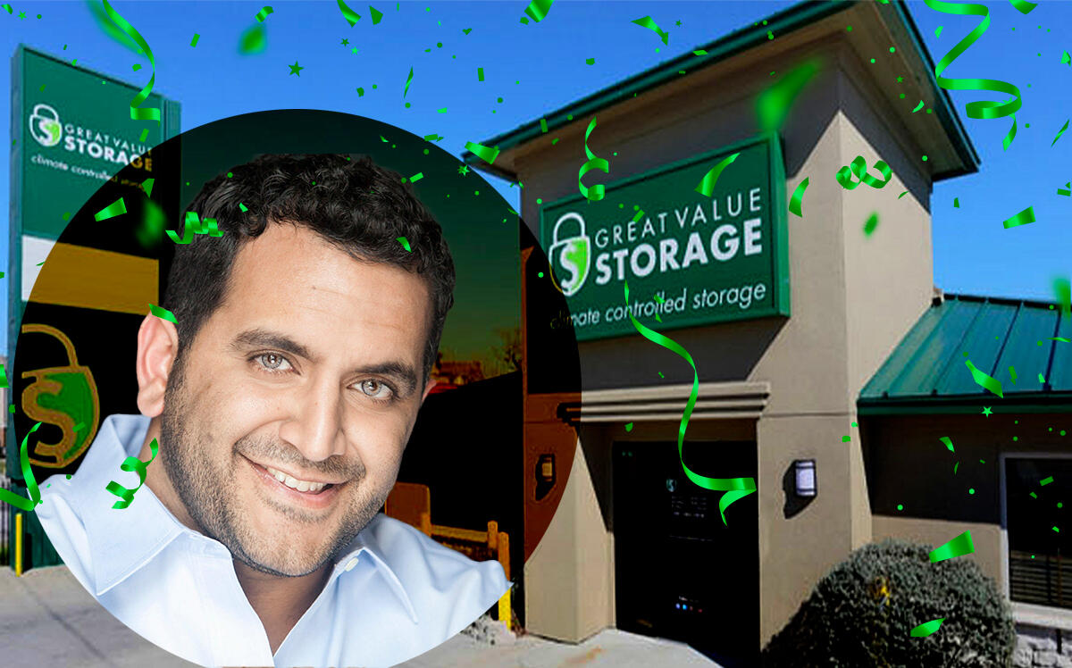 Nate Paul of World Class Holdings and one of his Great Value Storage facilities (Great Value Storage, iStock)