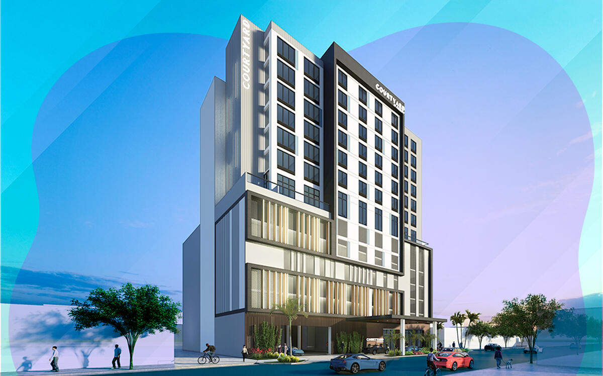 Renderings of the Hollywood Courtyard by Marriott hotel (Adache Group Architects)