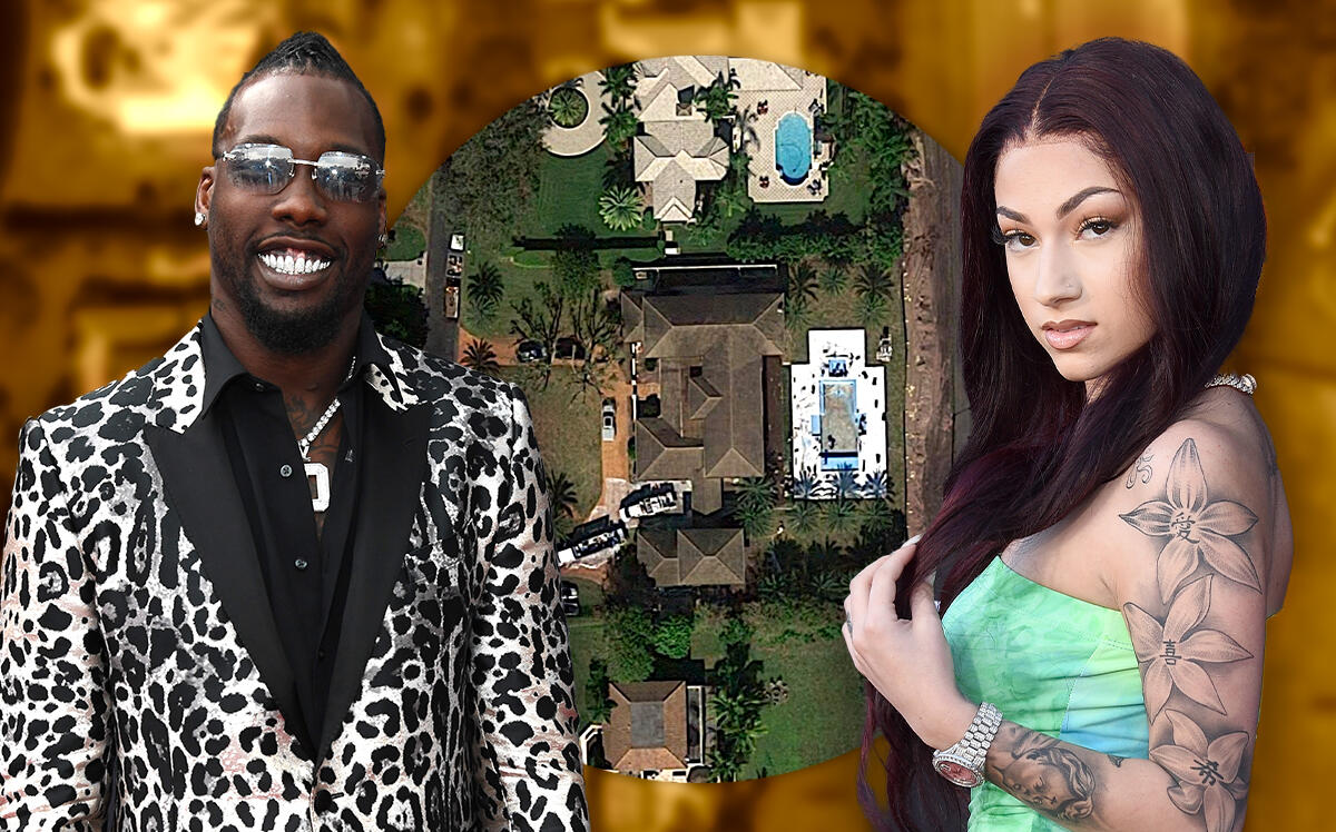 Jason Pierre-Paul and Bhad Bhabie with the house on Fieldbrook Circle East in unincorporated Palm Beach County (Getty, Google Maps)