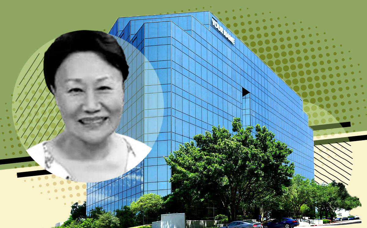 The property in Farmers Branch with Maitland Management President Maria Hsueh (Maitland Management, Transwestern)
