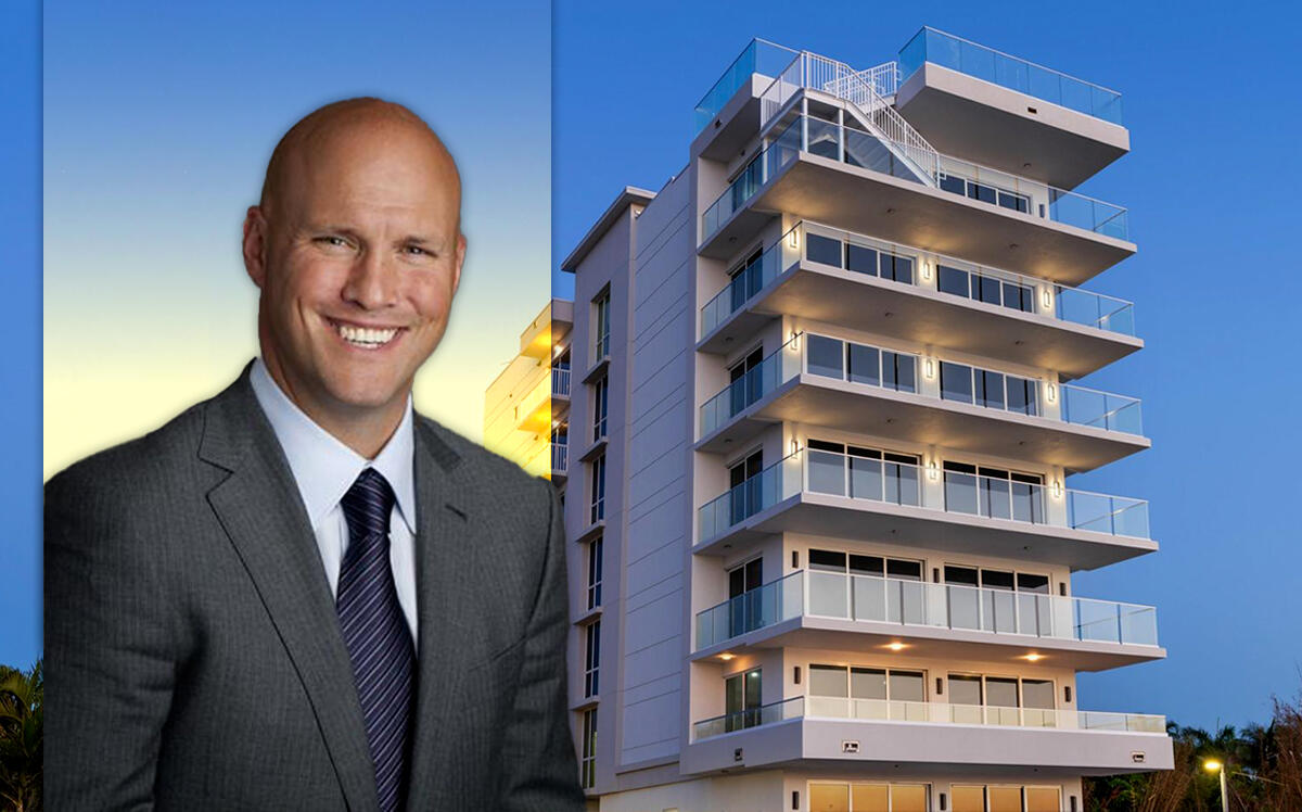 The Crystal condominium at 3611 South Flagler Drive in West Palm Beach and NewDay USA CEO Rob Posner (Shawn Hood Media, NewDay USA)