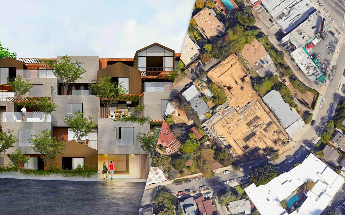 Rendering of project at 3649-3657 Regal Place in Studio City ( L.A. Department of City Planning, Google Maps)