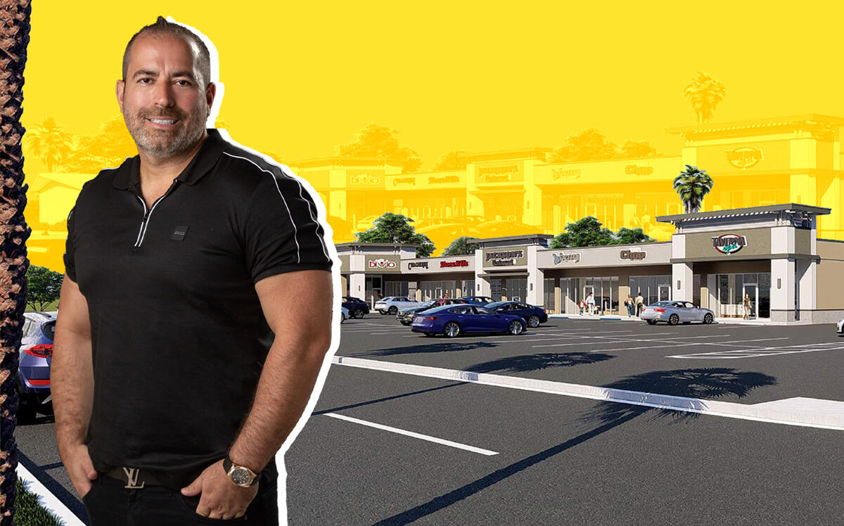 MV Group CEO Manny Varas and the retail centers at 1 South Royal Poinciana Boulevard and 69 Hook Square in Miami Springs (MV Group)