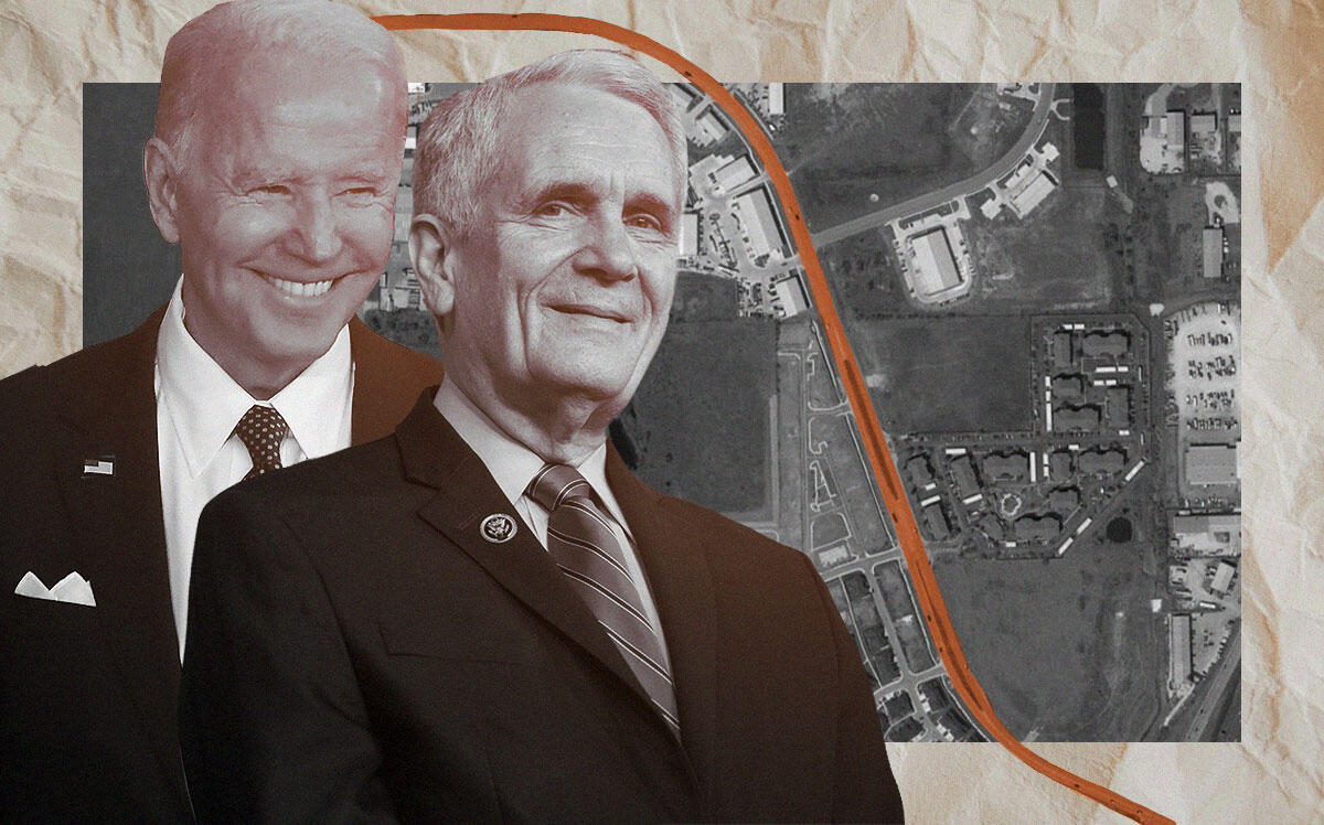 President Joe Biden and Representative Lloyd Doggett with Robert S. Light Boulevard (Getty, Google Maps)