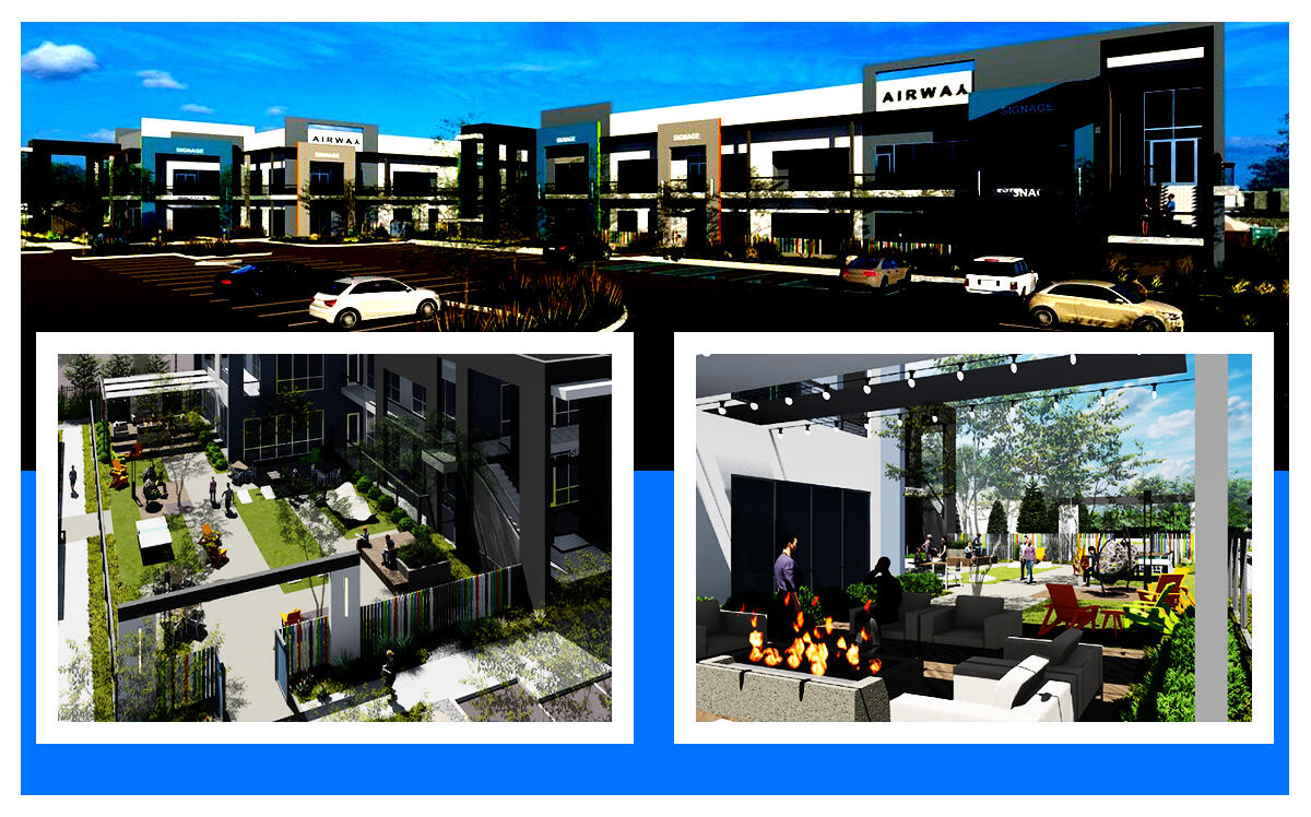 Renderings of Airway Office Park at 3810 and 3816 Stineman Avenue in Douglas Park (Urbana Development)