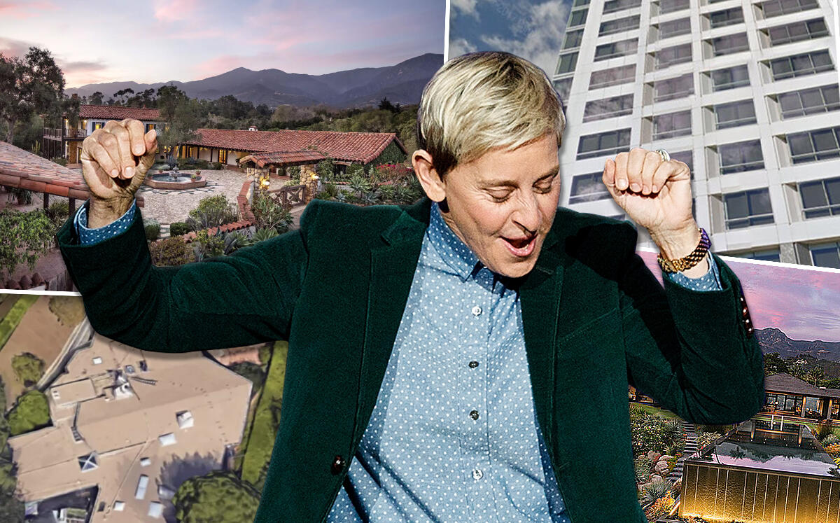 Ellen DeGeneres and some of her properties. (Getty)