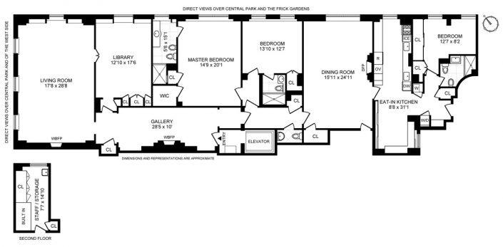 The floor plan for Colleen and Bradley Bell's co-op at 2 East 70th Street