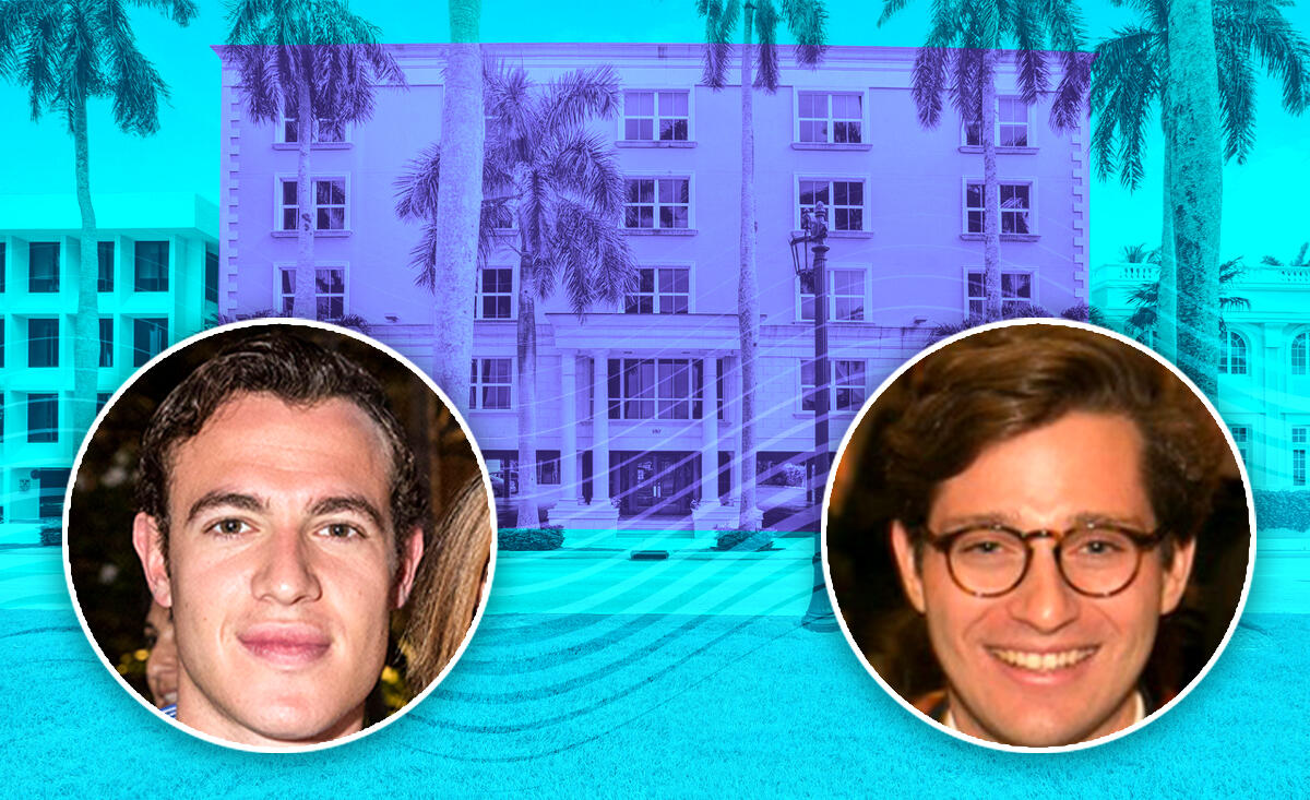 CS Ventures’ Spencer Schlager and Charles Rosenberg with 340 and 350 Royal Palm Way (Getty, Loopnet)