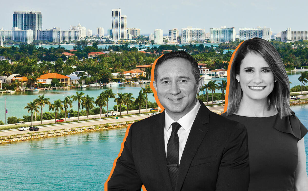 Frank Simone and Christina Pappas with the Miami skyline (Getty images)