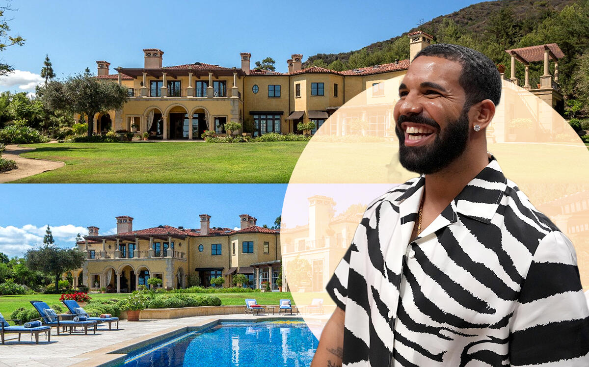 Drake with the new property at 9904 Kip Dr in Beverley Hills (Hilton by Hyland, getty)