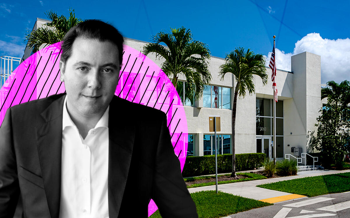 Elion Partners managing partner Shlomo Khoudari and the property at 3000 and 3060 Southwest Second Avenue in Fort Lauderdale (Colliers, Elion Partners)