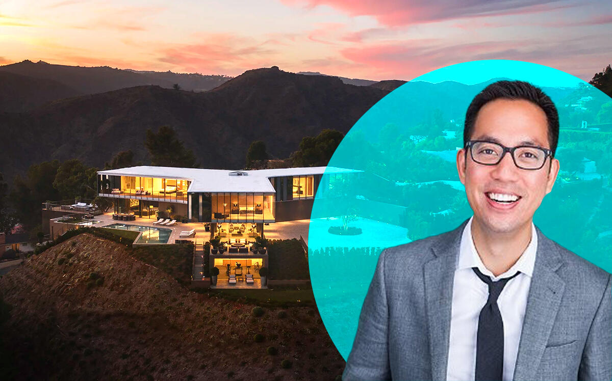 Opendoor co-founder Eric Wu with Orum Residence at 11490 Orum Road in Bel-Air (SPF Architects, LinkedIn)