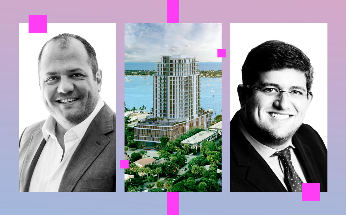 BGI Companies' Kenneth Baboun, a rendering of Alba Palm Beach and Trez Capital's Ben Jacobson 