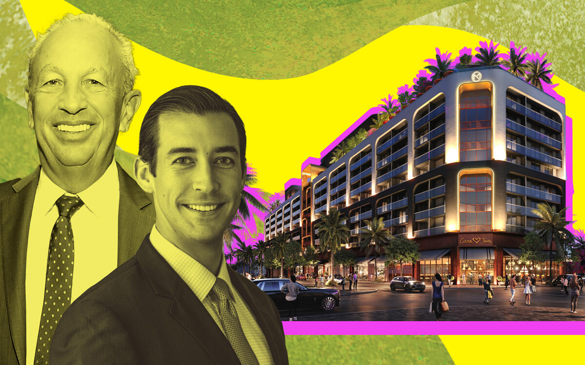 Tricap's David Edelstein, Related's Nick Perez and a rendering of NoMad Residences Wynwood (Getty, Related)