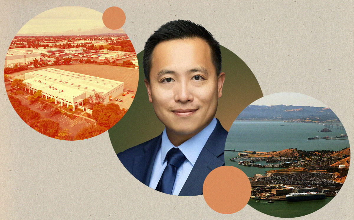 CA Industrial’s William Lu with 1551 Atlantic Street in Union City and the Port of Richmond (CA Industrial, LoopNet, California Association of Port Authorities)