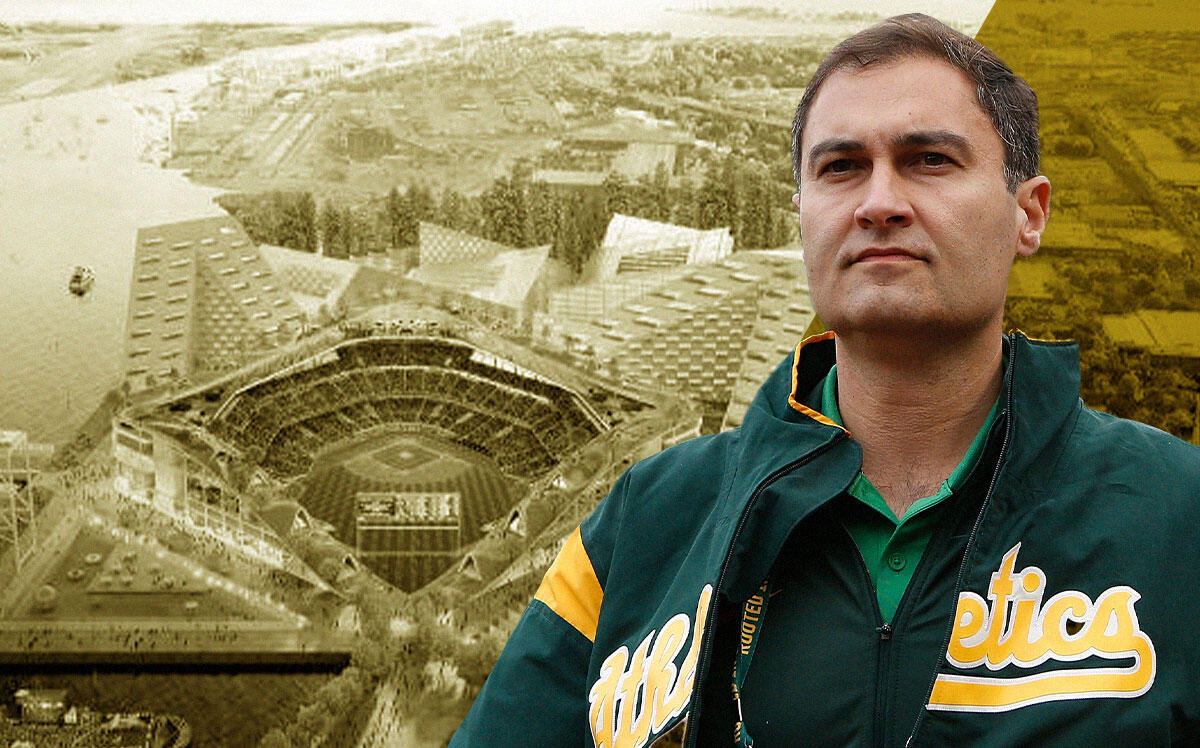 Oakland A’s Dave Kaval with stadium rendering (Getty, Oakland A's)