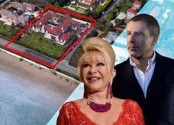 The property at 102 Jungle Road with Ivana Trump and Tomas Maier (Google Maps, Getty, Wikipedia)