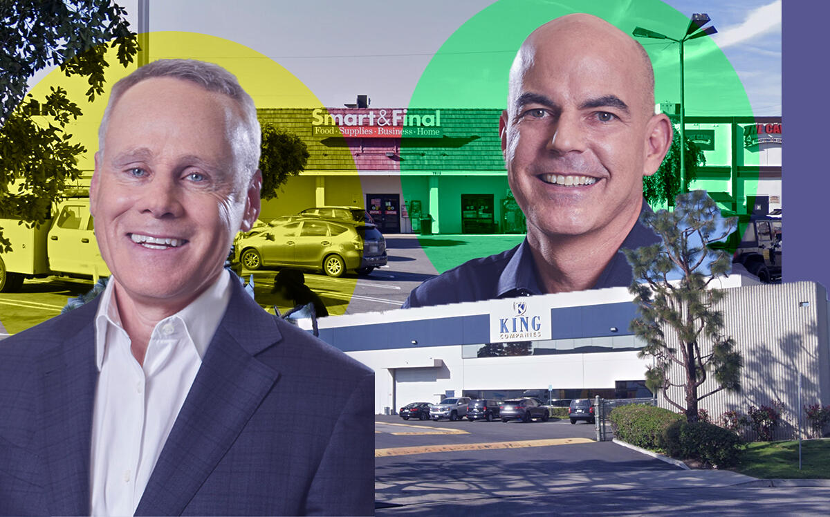 Rexford Industrial Realty co-CEOs Howard Schwimmer and Michael Frankel and 13535 Larwin Circle and 7815 Van Nuys Boulevard in Panorama City (Google Maps, Rexford)