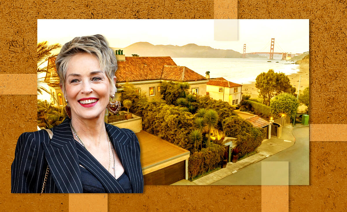 Sharon Stone with 1 25th Ave (Getty, Redfin)