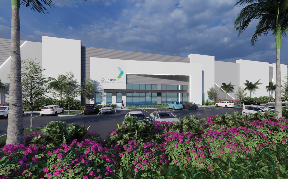 A rendering of the South Dade Logistics &amp; Technology District, a largely industrial complex with some offices and retail proposed for 800 acres outside the Urban Development Boundary in south Miami-Dade County. (Aligned Real Estate Holdings, Coral Rock Development Group)