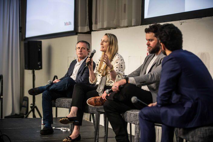 R-L: Willow's Kevin Danehy, Era Ventures' Clelia Warburg Peters, Fifth Wall's Brad Greiwe and The Real Deal's Hiten Samtani (Photo by Paul Dilakian)