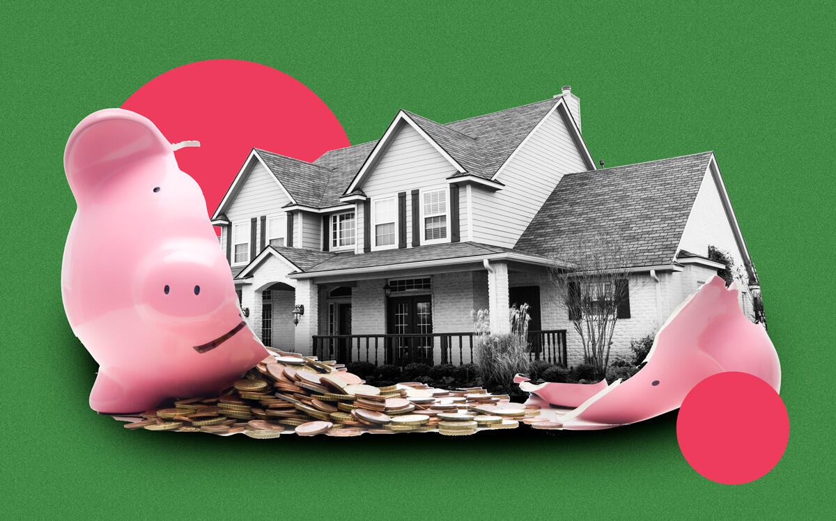 Illustration of a piggy bank and home