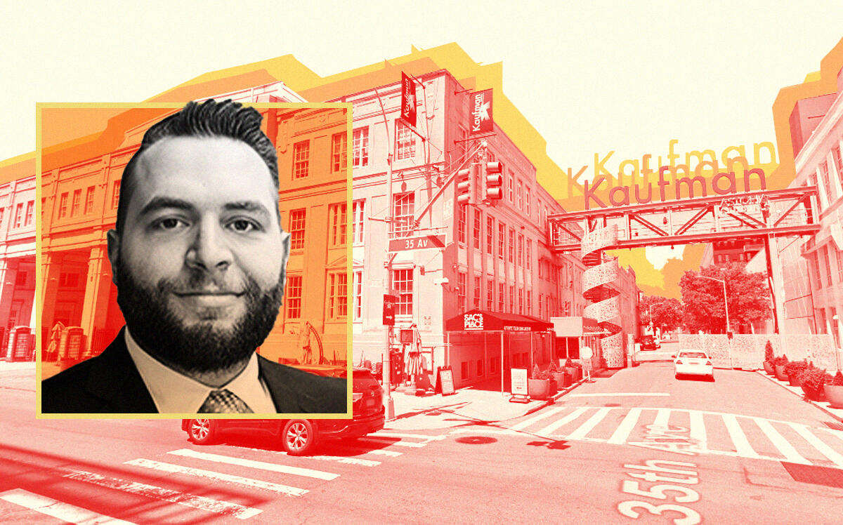 CBRE's Anthony Jasenski and Kaufman Astoria Studios (CBRE, Google Maps)