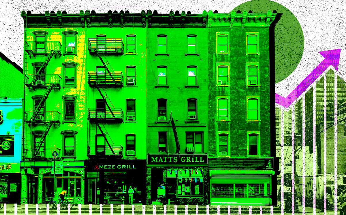 A photo illustration of retail buildings in Brooklyn (iStock)