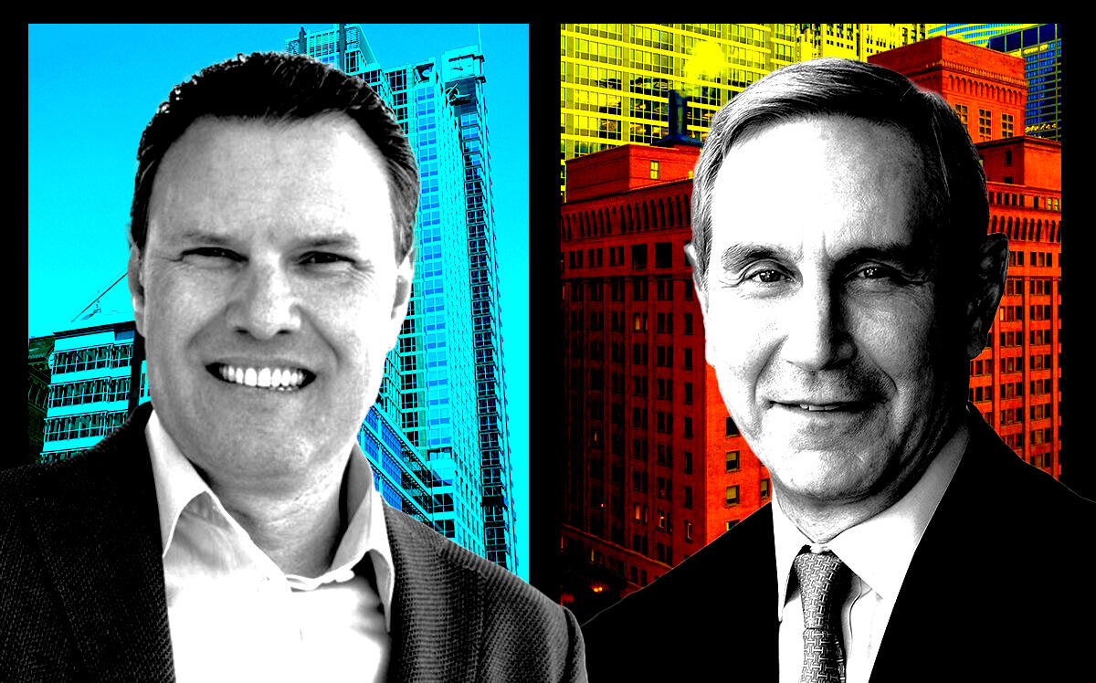 From left: Edzard Overbeek, CEO, HERE Technologies and the Boeing Building at 425 West Randolph Street; Richard Edelman, CEO, Edelman and 111 North Canal Street (Edelman, HERE Technologies, LoopNet)