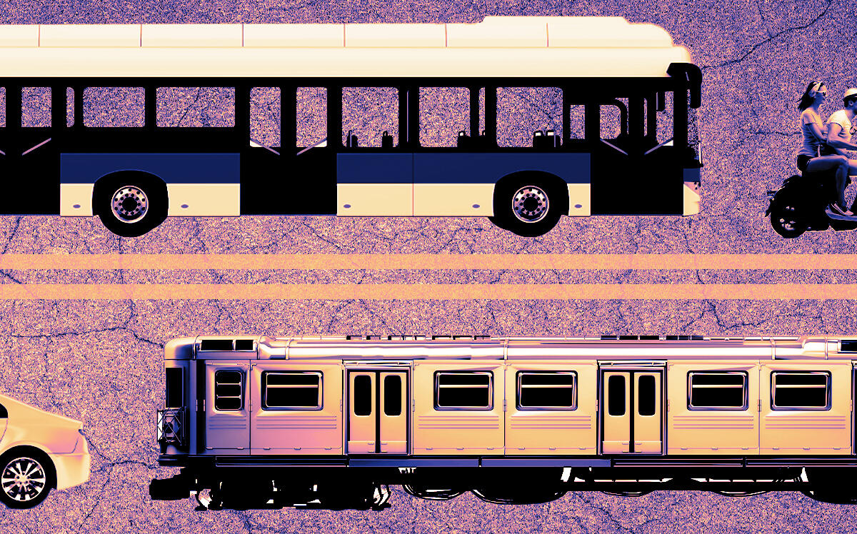 A photo illustration of common commuting methods (iStock)