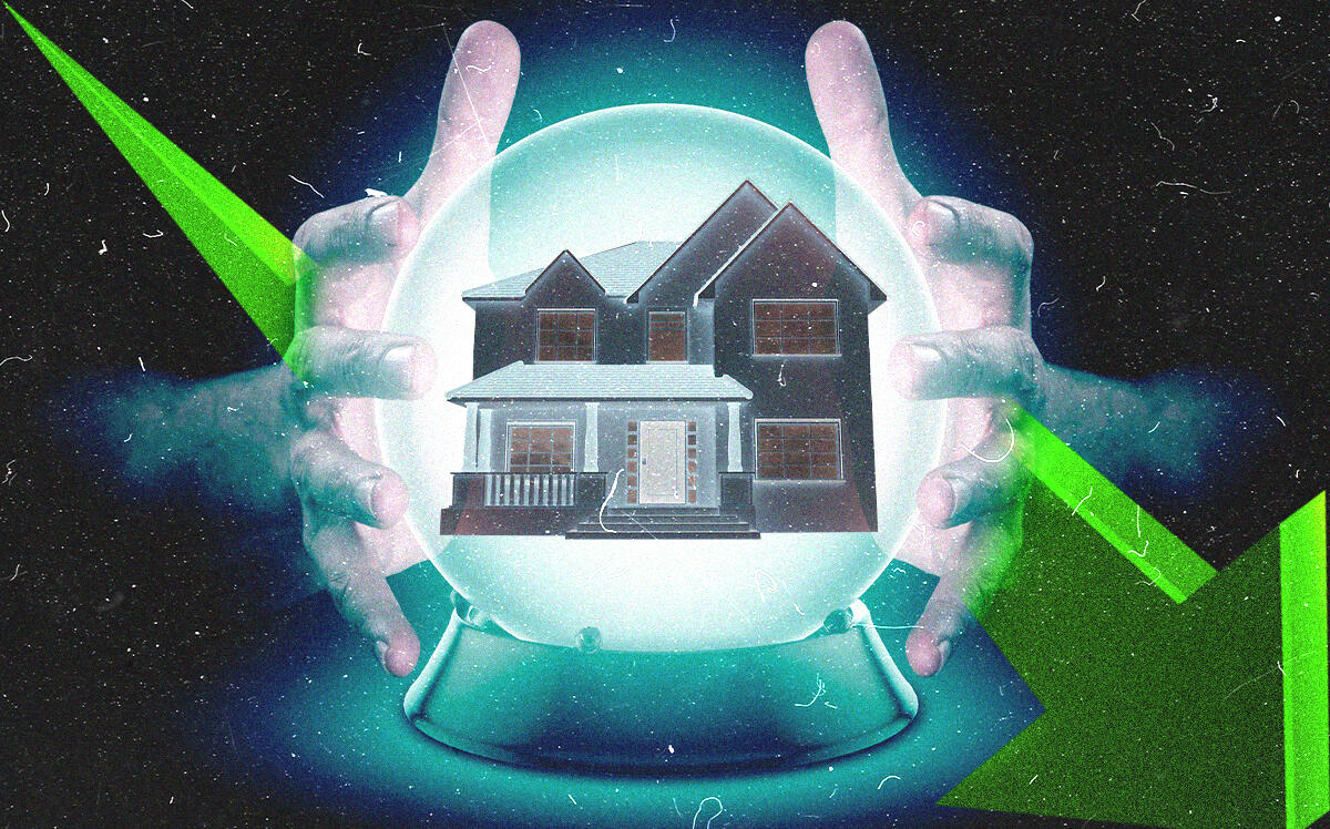 A photo illustration of a crystal ball predicting future home prices (iStock)