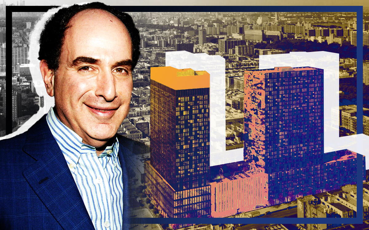 Bruce Teitelbaum, CEO of RPG, along with a rendering of One45 at 145th Street and Lenox Avenue (Getty Images, RPG, iStock)