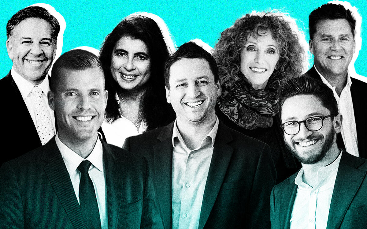 Top row (from left): Greg Lynn, Alla Gershberg, Nina Hatvany and Dale Bouetiette; bottom row (from left): Frank Nolan, Aaron Bellings, and Michael Bellings (Compass, Sotheby's Realty, Team Hatvany)