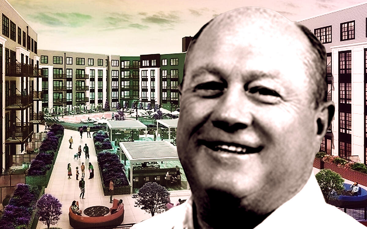 Hudson Meridian Construction Group founder Bill Cote and a rendering of the Science Park Apartments planned at 201 Munson in New Haven (Hudson Meridian Construction Group)